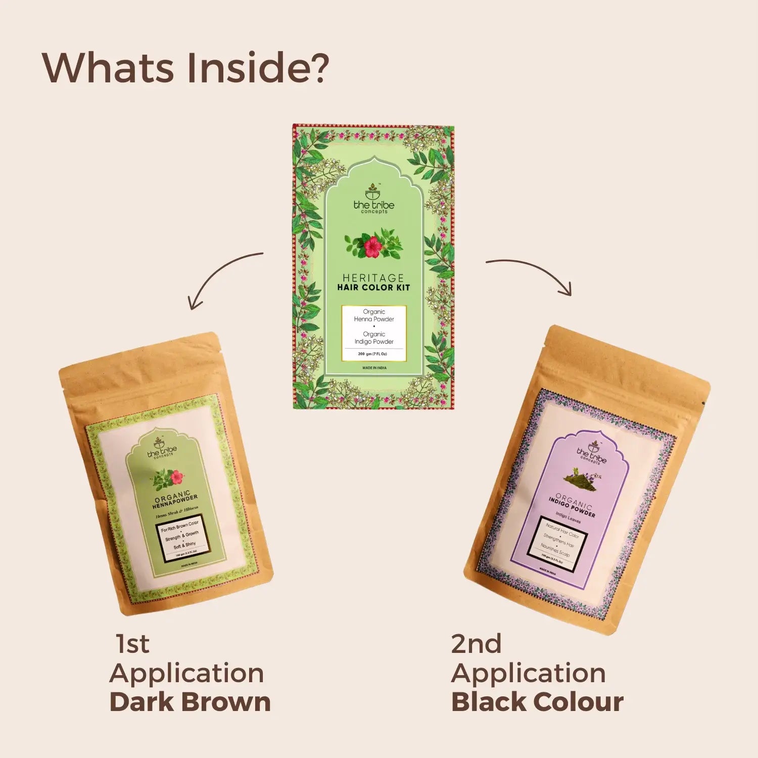 Hair Colour Kit - Herbal Hair Dye with Premium grade ingredients for Long Lasting Black Color
