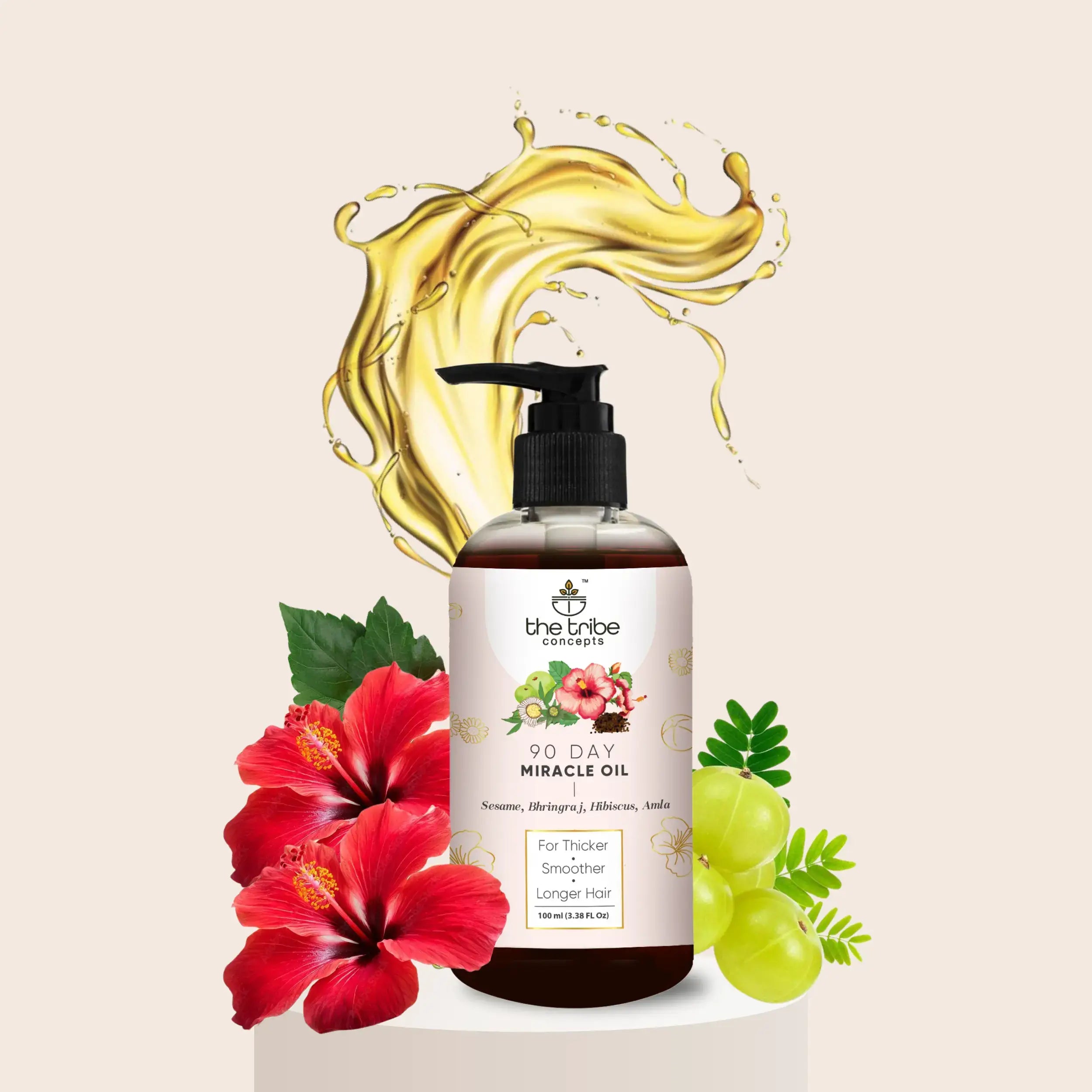 90 Day Miracle Hair Oil - Bhringraj, Amla, Hibiscus for Hairfall Control